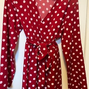 Dotty Red Polka dot dress XL wrap style